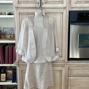 Dana Kay skirt set sz 16 W beige evening NWT jacket shell skirt